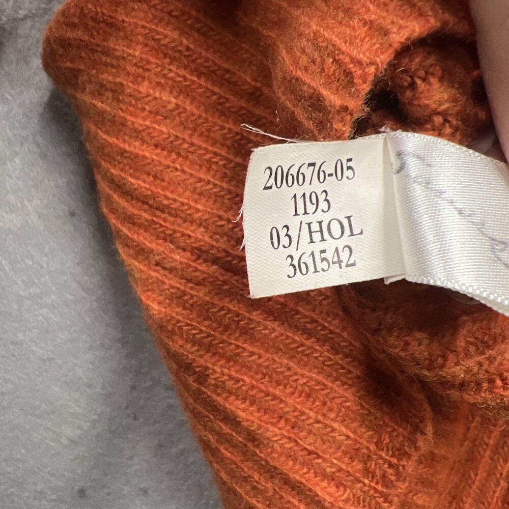 Vintage Banana Republic Italian Merino‎ Wool Sweater Orange V Neck Women S 2005 - Picture 7 of 7